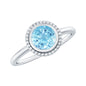 0.8 Carat Bezel Set Round Aquamarine Solitaire Promise Ring