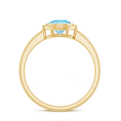 0.8 Carat Bezel Set Round Aquamarine Solitaire Promise Ring