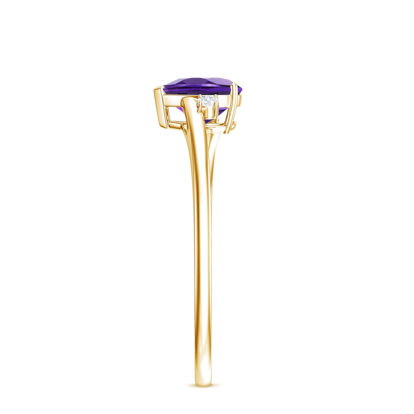 Natural 0.9 Carat Amethyst Heart Engagement Ring with Moissanite