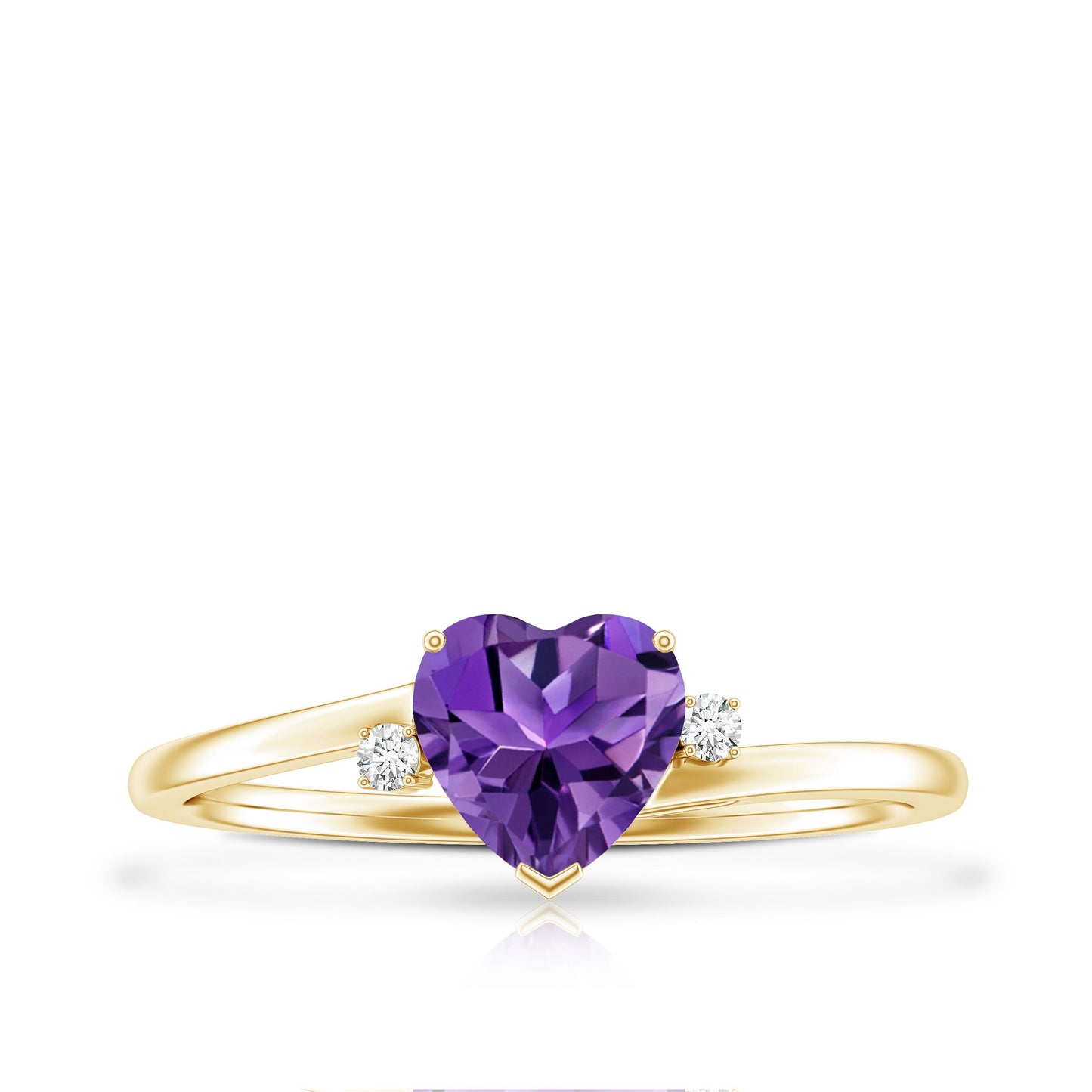 Natural 0.9 Carat Amethyst Heart Engagement Ring with Moissanite