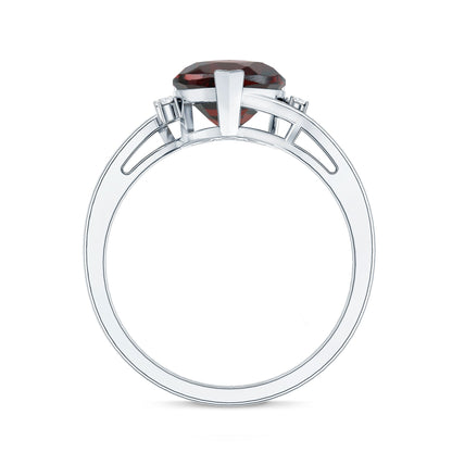 Genuine 4 Carat Garnet Heart Shaped Engagement Ring with Diamond