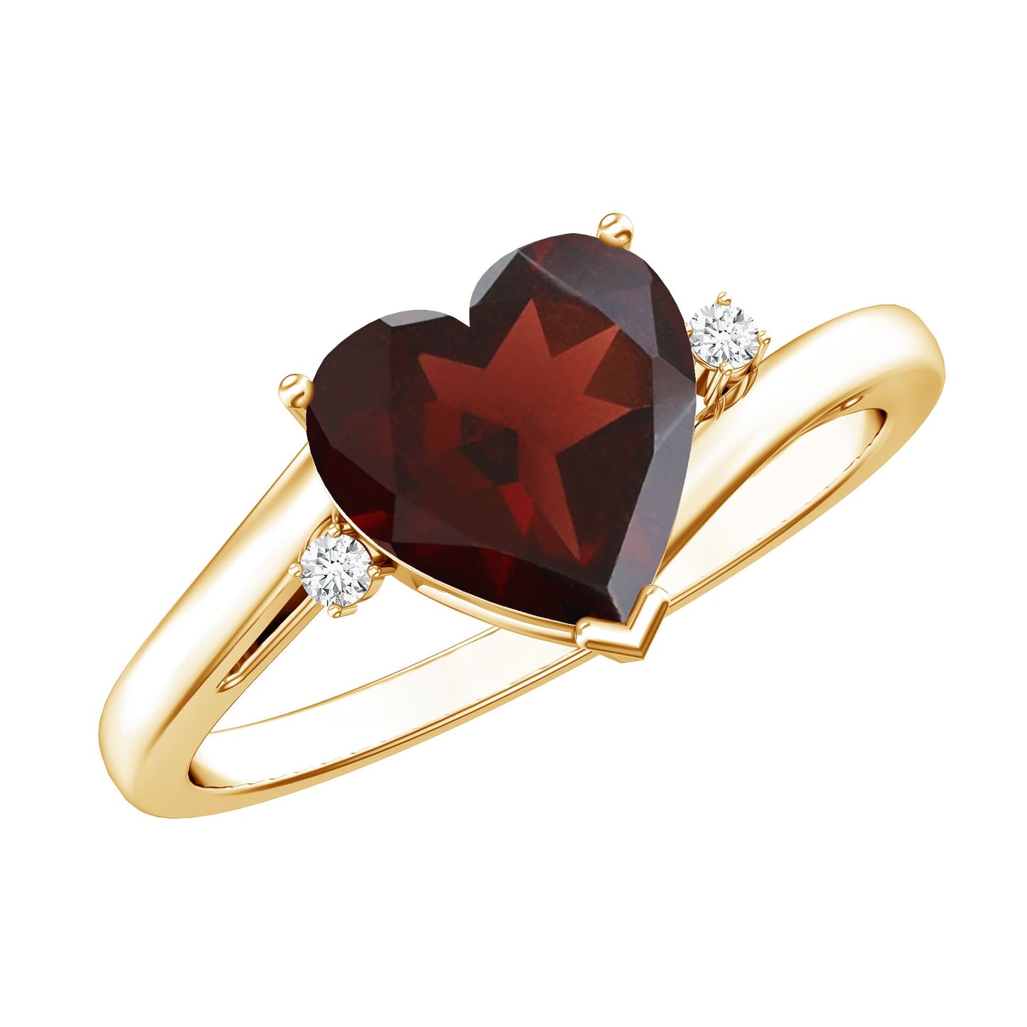 Genuine 4 Carat Garnet Heart Shaped Engagement Ring with Diamond