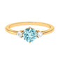 0.8 Carat Aquamarine and Diamond Three Stone Minimal Ring