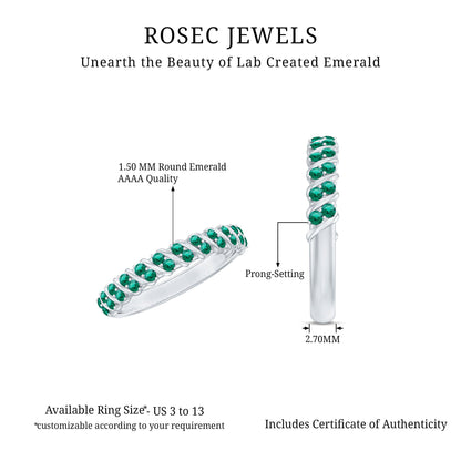 Certified Lab Grown Emerald Half Eternity Anniversary Band