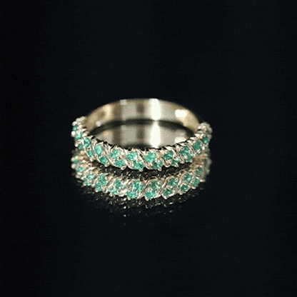 Unique Half Eternity Wedding Band with Round Emeralds