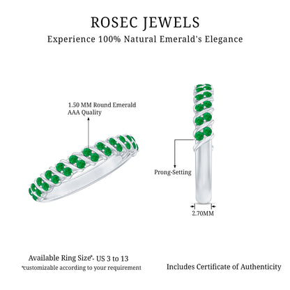 Unique Half Eternity Wedding Band with Round Emeralds
