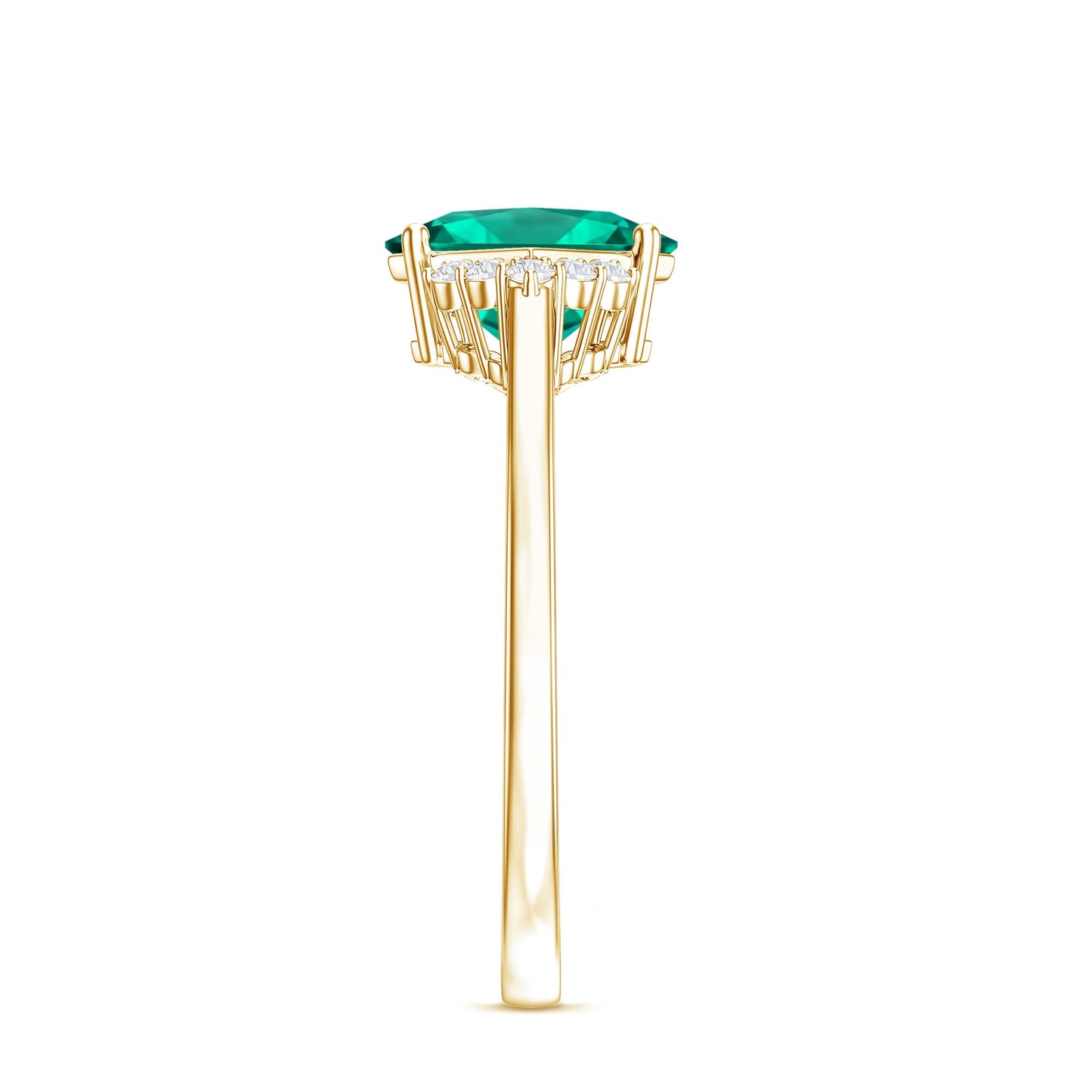 Certified 2.4 Carat Lab Grown Emerald Princess Cut Engagement Ring with Diamond
