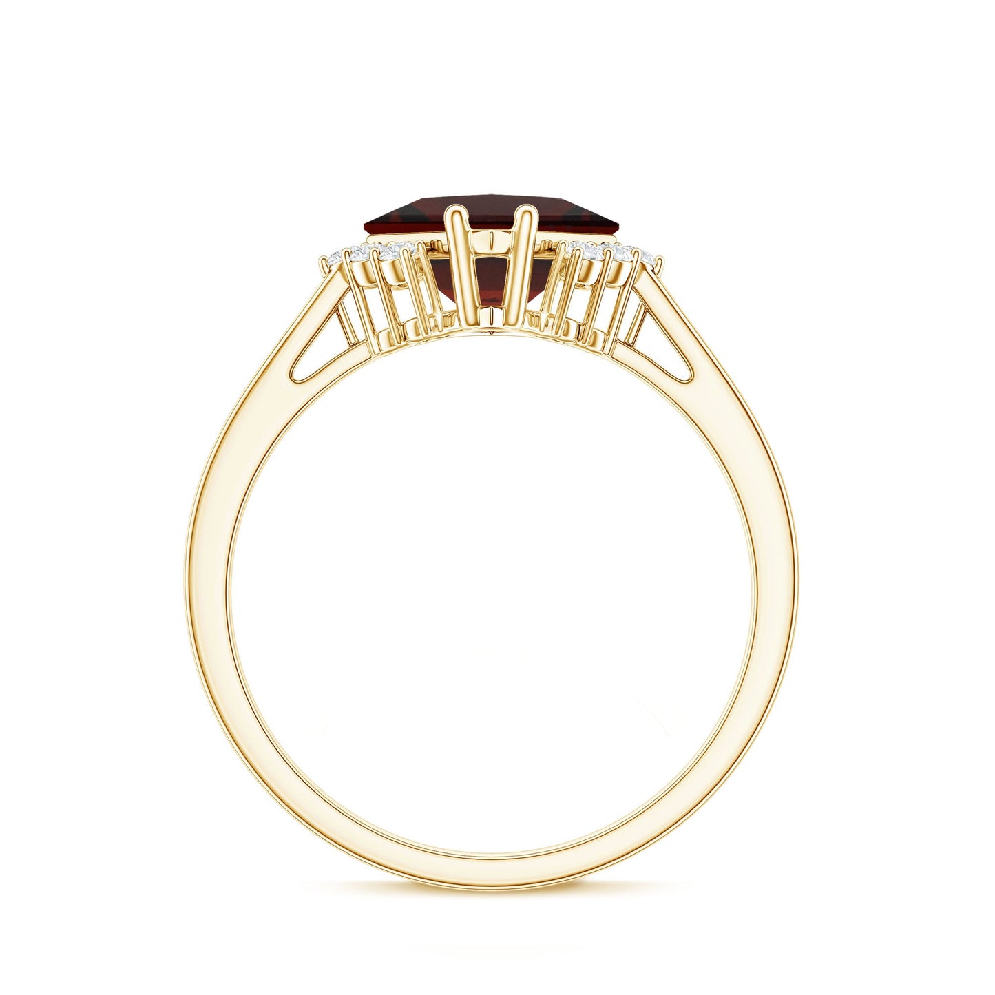 Certified Natural Garnet Princess Cut Engagement Ring with Diamond