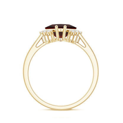 Certified Natural Garnet Princess Cut Engagement Ring with Diamond