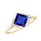 Certified 1.5 Carat Princess Cut Lab Grown Blue Sapphire Engagement Ring with Diamond