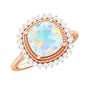 Natural 1.8 Carat Cushion Cut Opalescent Vintage Looking Engagement Ring with Diamond Halo