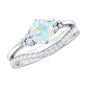 Natural 0.8 Carat Ethiopian Opal Diamond Wedding Bridal Ring Set of 2
