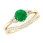 0.4 Carat Natural Emerald Diamond Wedding Bridal Ring Set of 2