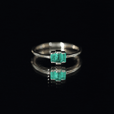 Baguette Cut Natural Emerald Three Stone Ring