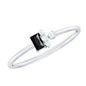 Dainty Black Spinel and Diamond Promise Ring for Her
