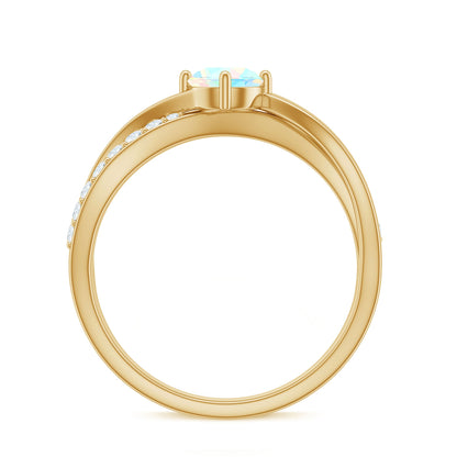 Natural Ethiopian Rainbow Opal Diamond Engagement Ring with Twisted Shank