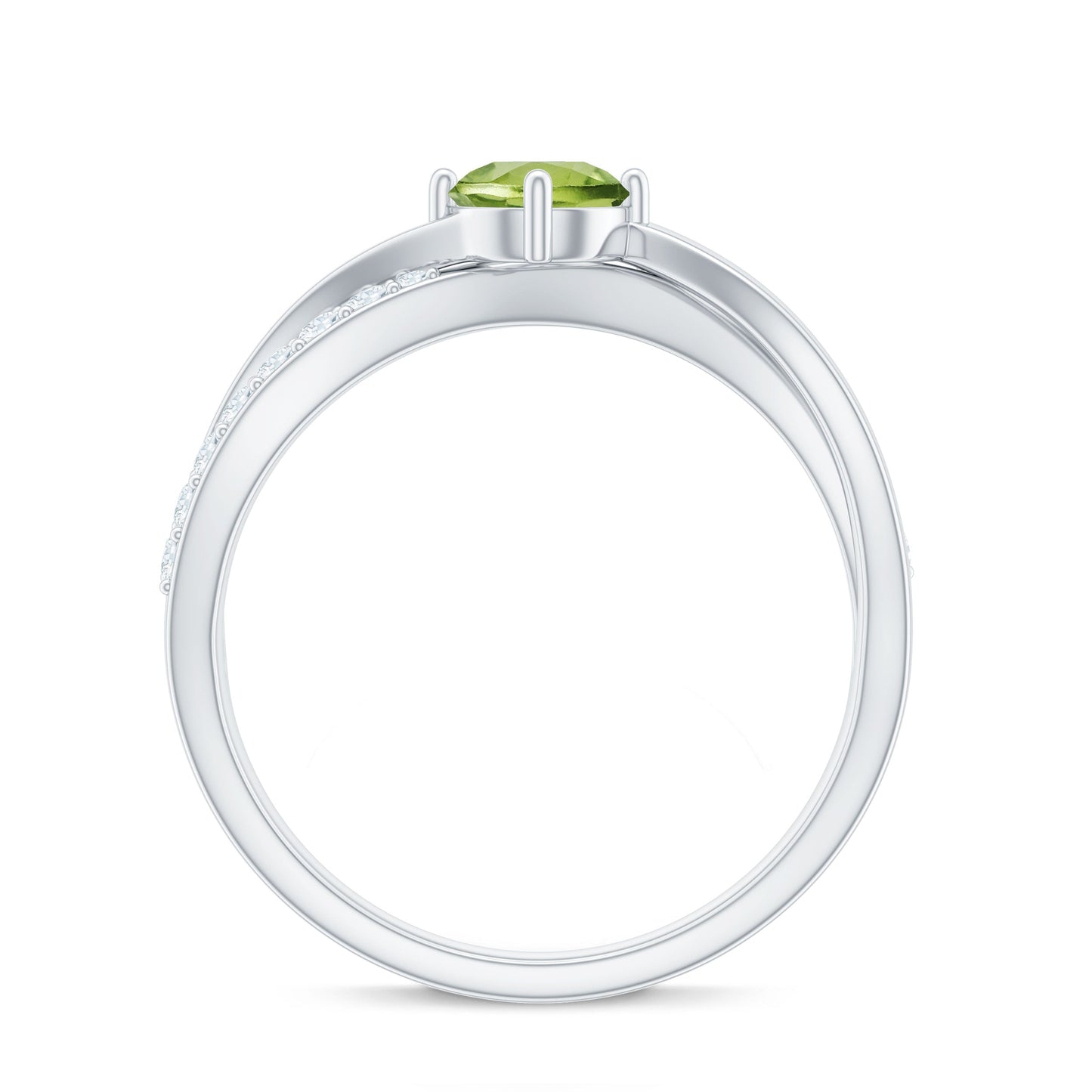 Natural 0.5 Carat Peridot Infinity Promise Ring with Diamond