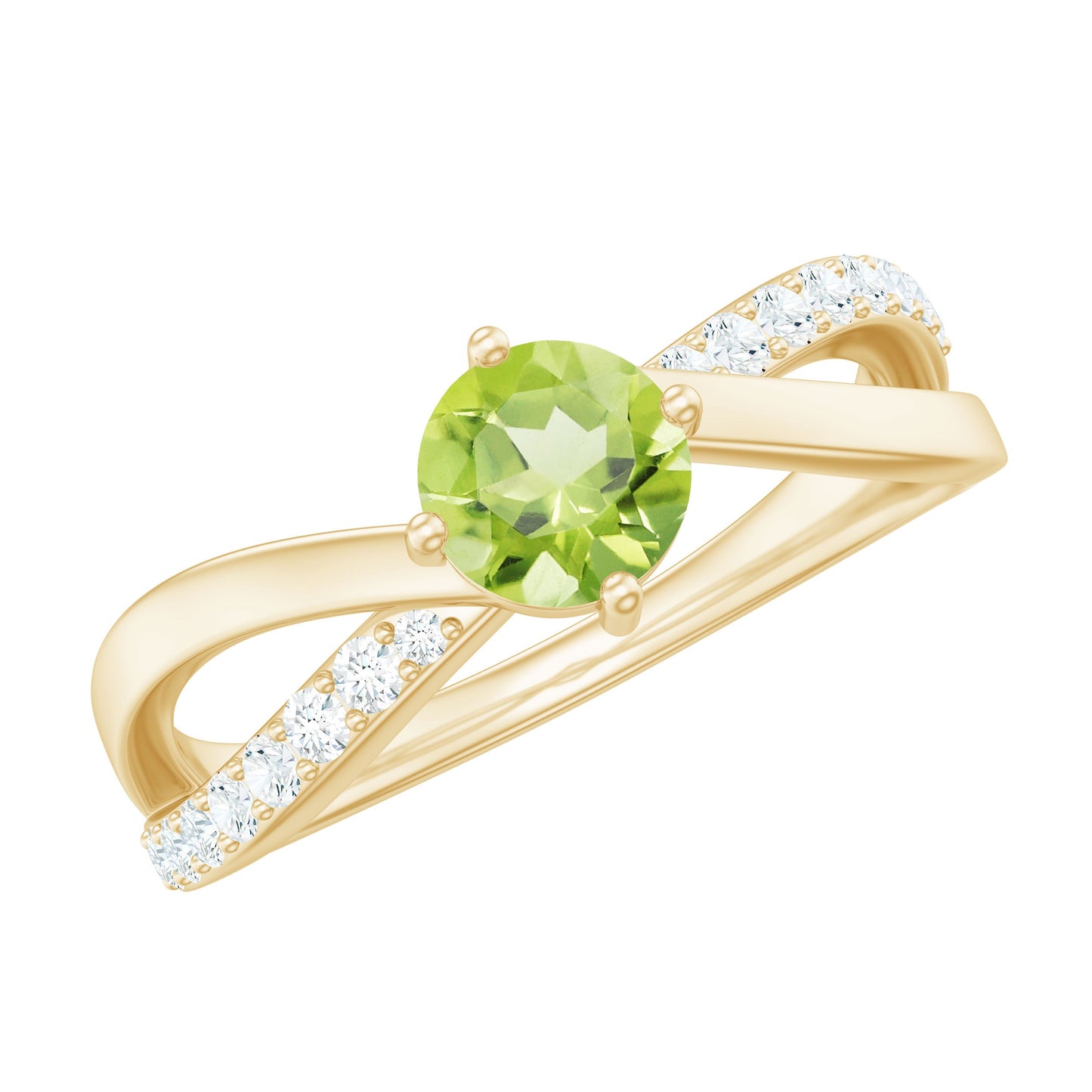 Natural 0.5 Carat Peridot Infinity Promise Ring with Diamond