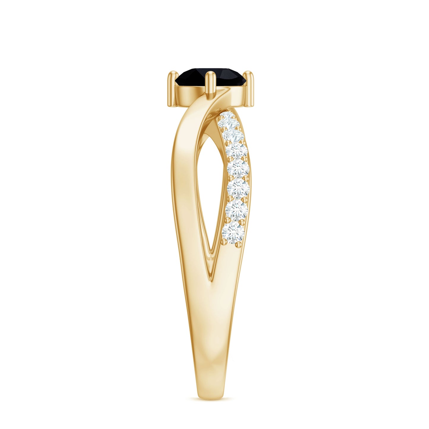 Certified Real Black Spinel Promise Ring with Diamond