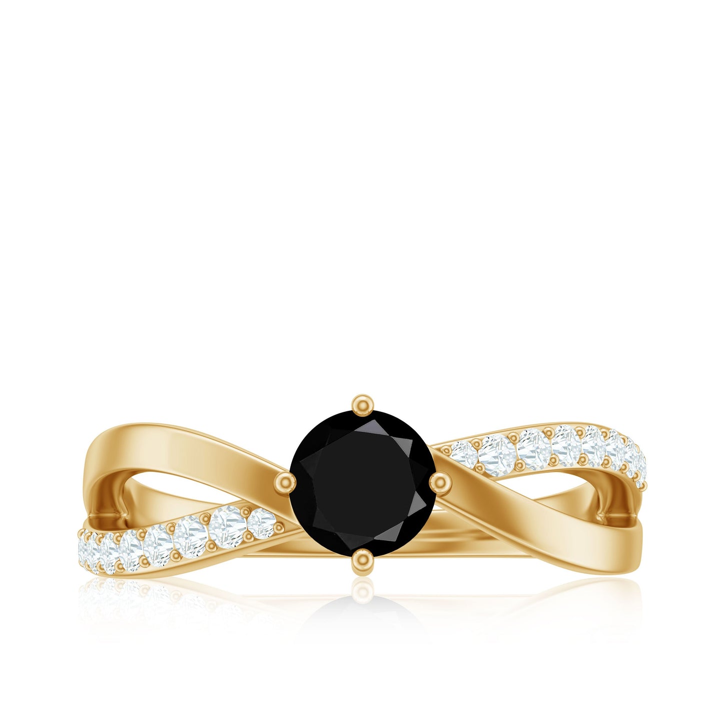 Certified Real Black Spinel Promise Ring with Diamond