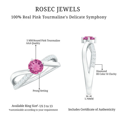 0.4 Carat Pink Tourmaline and Diamond Infinity Engagement Ring