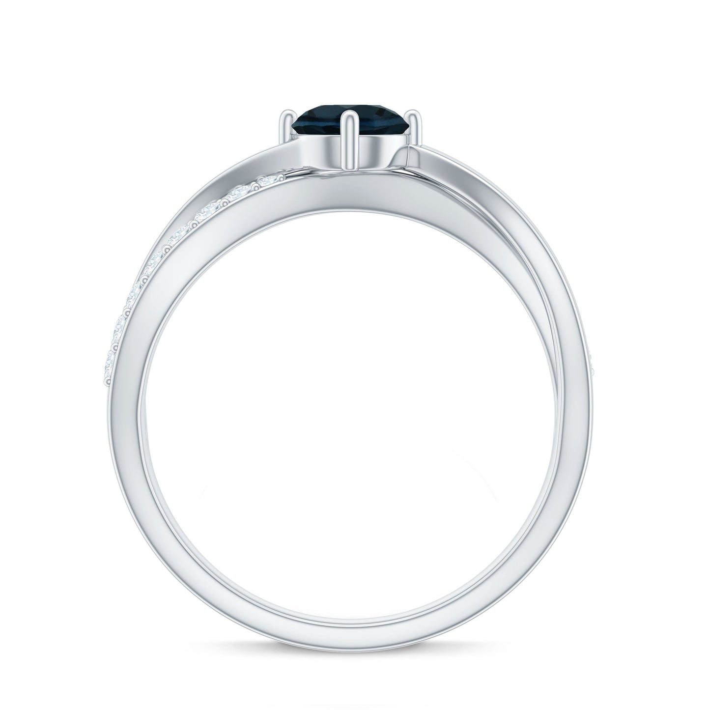 Certified London Blue Topaz Proposal Ring With Diamond
