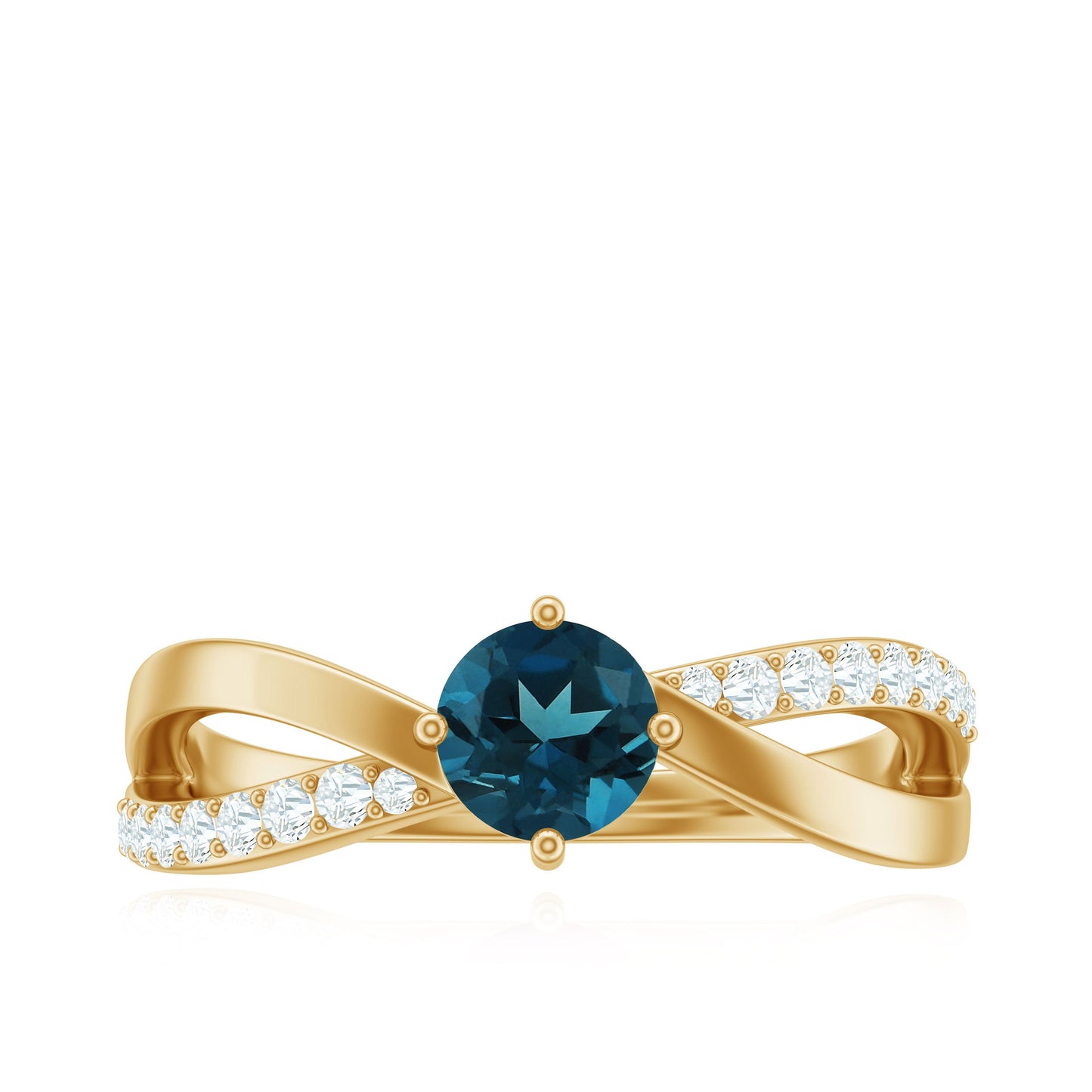 Certified London Blue Topaz Proposal Ring With Diamond