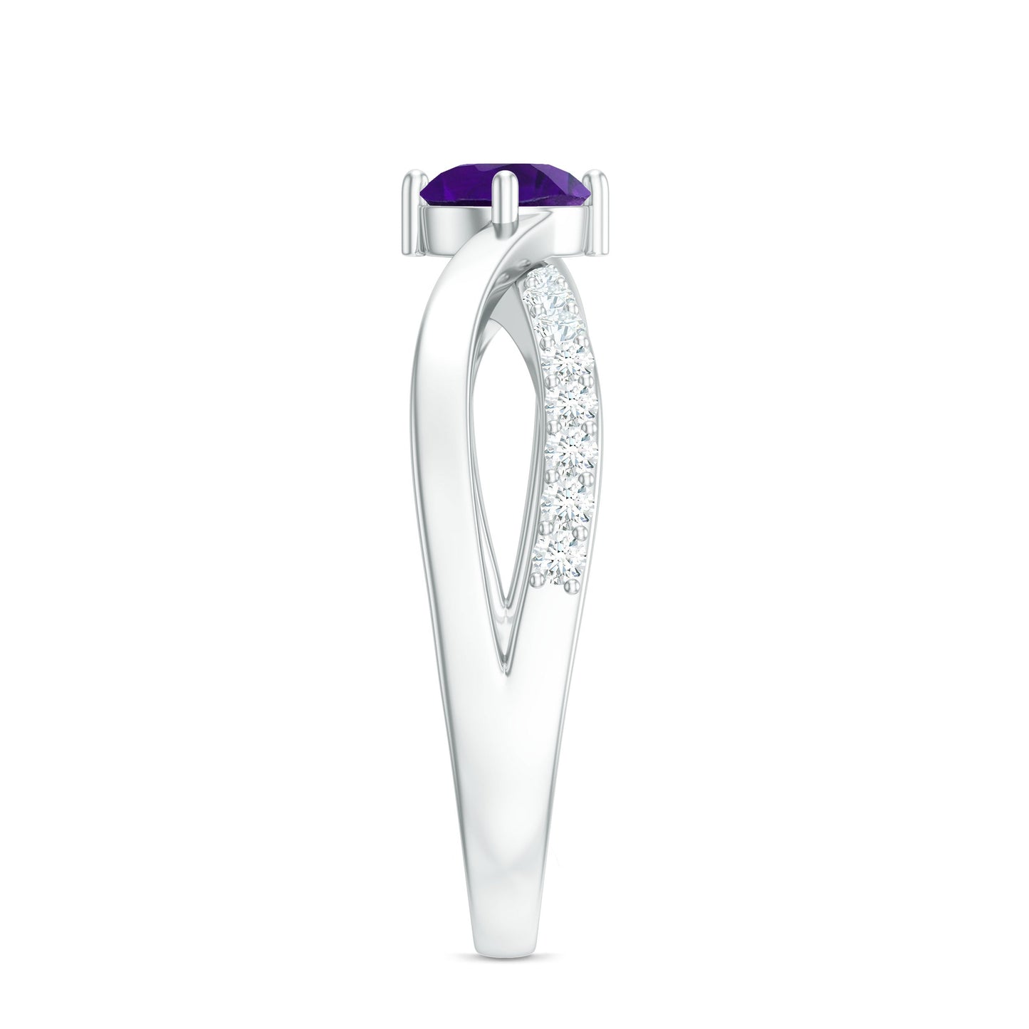 Real Amethyst Diamond Infinity Engagement Ring for Women