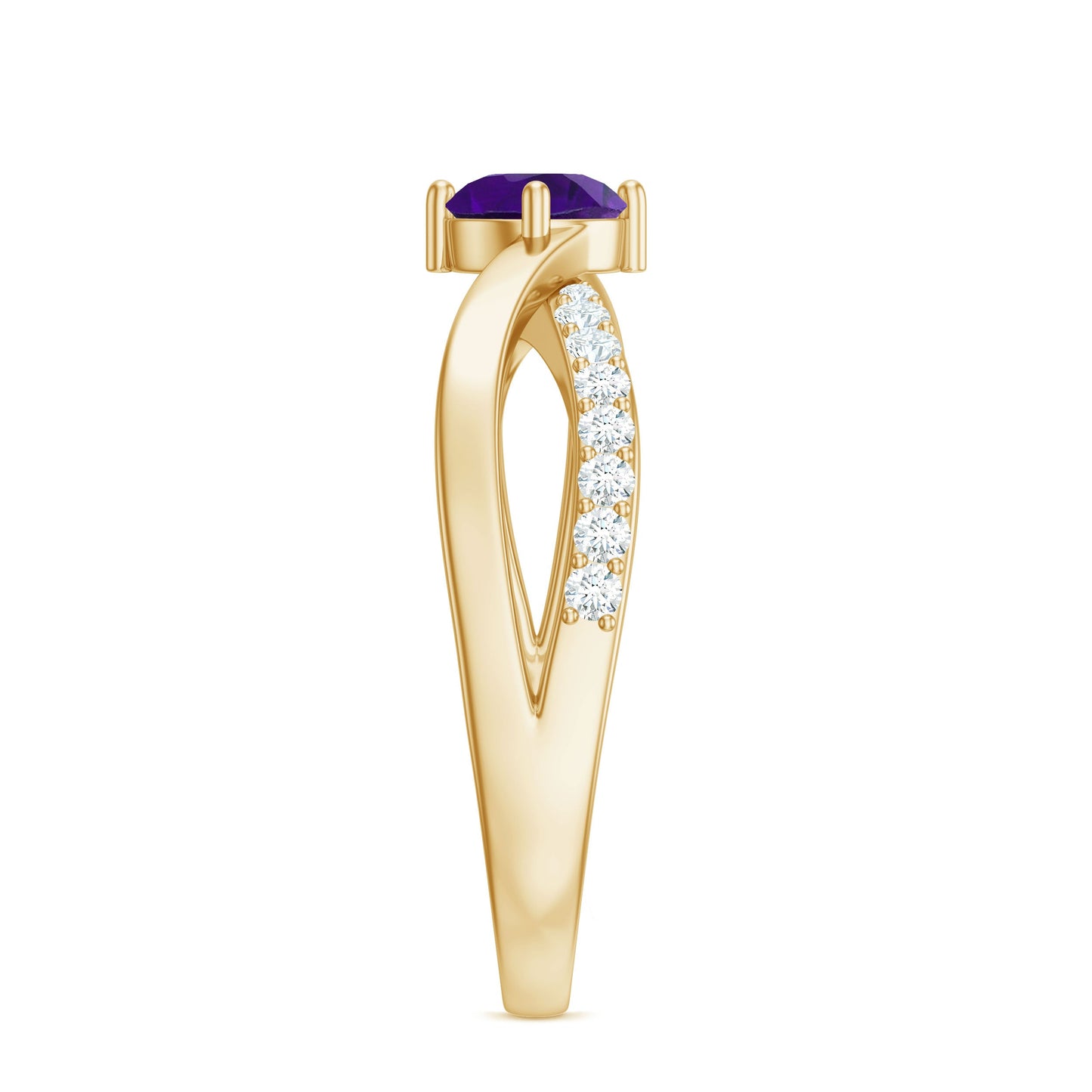 Real Amethyst Diamond Infinity Engagement Ring for Women