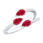 Pear Shaped Lab Grown Ruby 3 Stone Anniversary Ring
