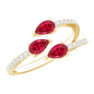 Pear Shaped Lab Grown Ruby 3 Stone Anniversary Ring