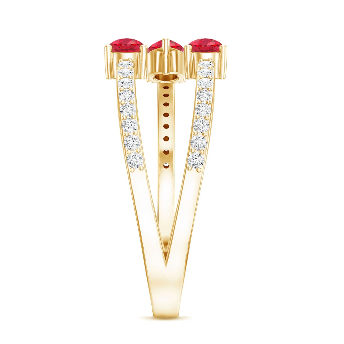 Pear Shaped Lab Grown Ruby 3 Stone Anniversary Ring