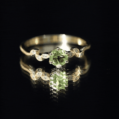 Peridot and Diamond Promise Ring with Beaded Detailing