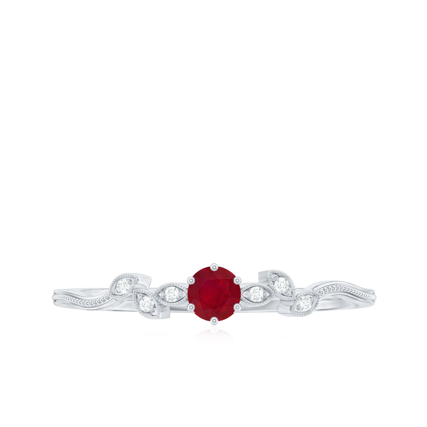 Nature Inspired Ruby Proposal Ring with Diamond