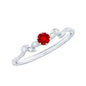 Lab Created Ruby and Diamond Leaf Promise Ring