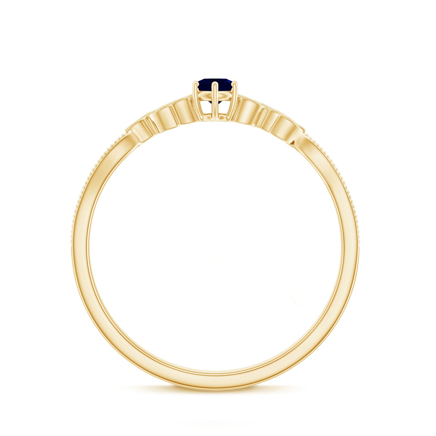 Real Blue Sapphire and Diamond Leaf Inspired Promise Ring