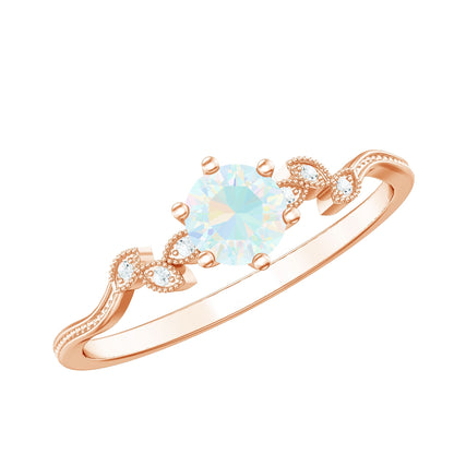 Nature Inspired Ethiopian Opal Promise Ring with Diamond