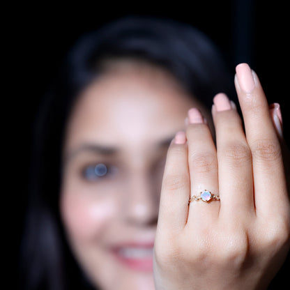 Nature Inspired Ethiopian Opal Promise Ring with Diamond