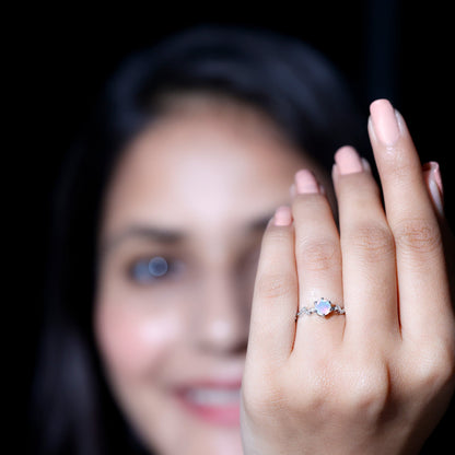 Nature Inspired Ethiopian Opal Promise Ring with Diamond