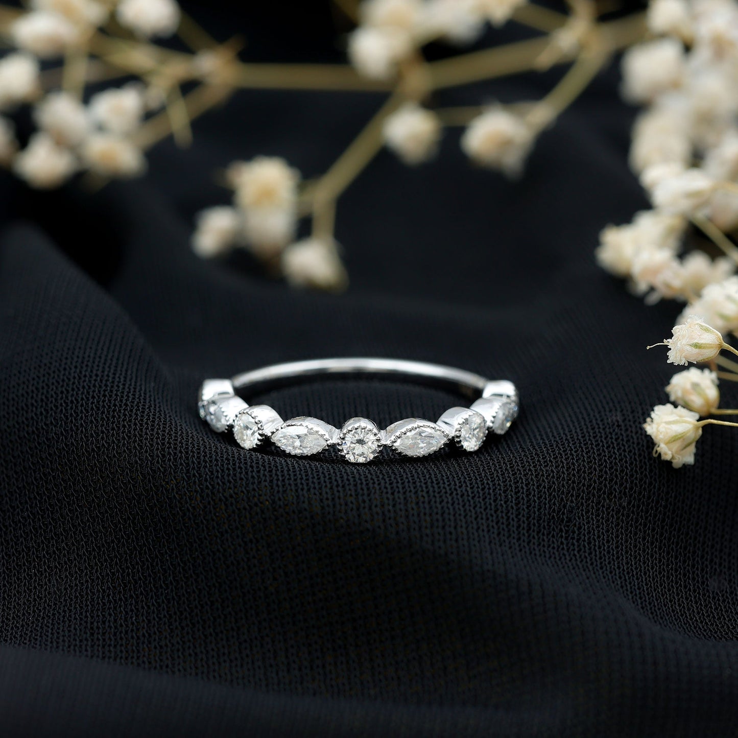 Certified Bezel Set Moissanite Eternity Band Ring