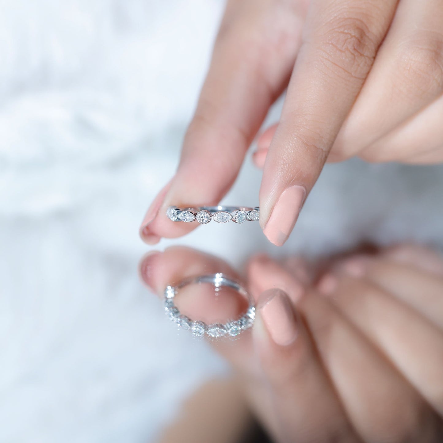 Certified Bezel Set Moissanite Eternity Band Ring