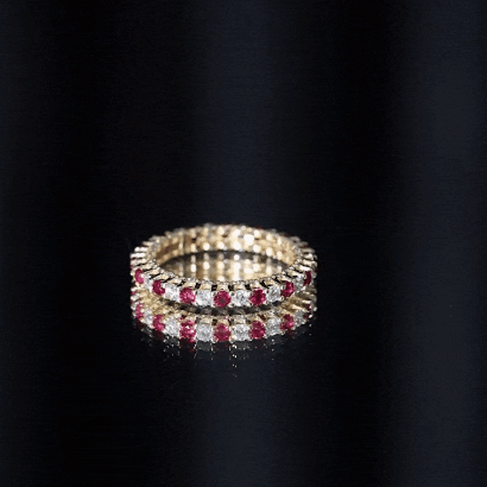 Natural Ruby Diamond Eternity Ring for Anniversary