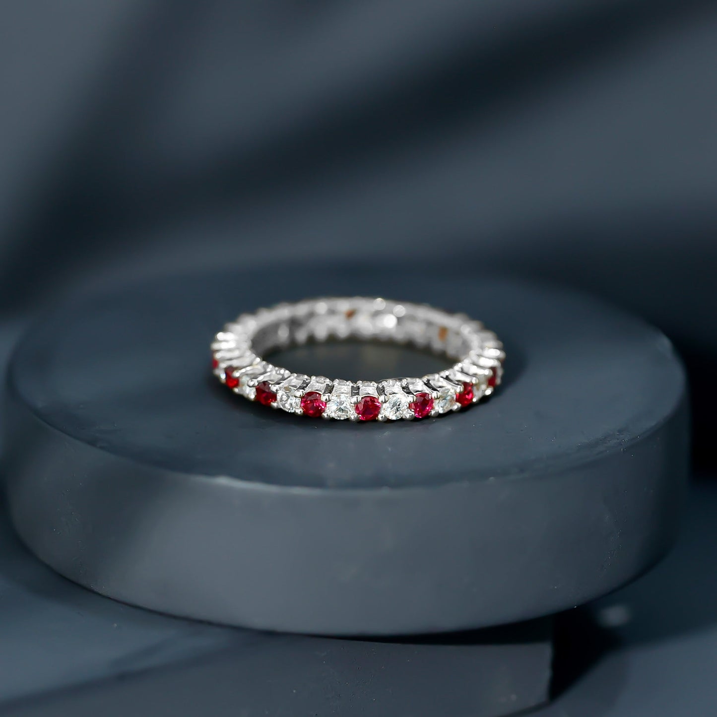 Natural Ruby Diamond Eternity Ring for Anniversary