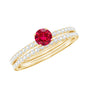 Simple Lab Created Ruby and Diamond Wedding Ring Set
