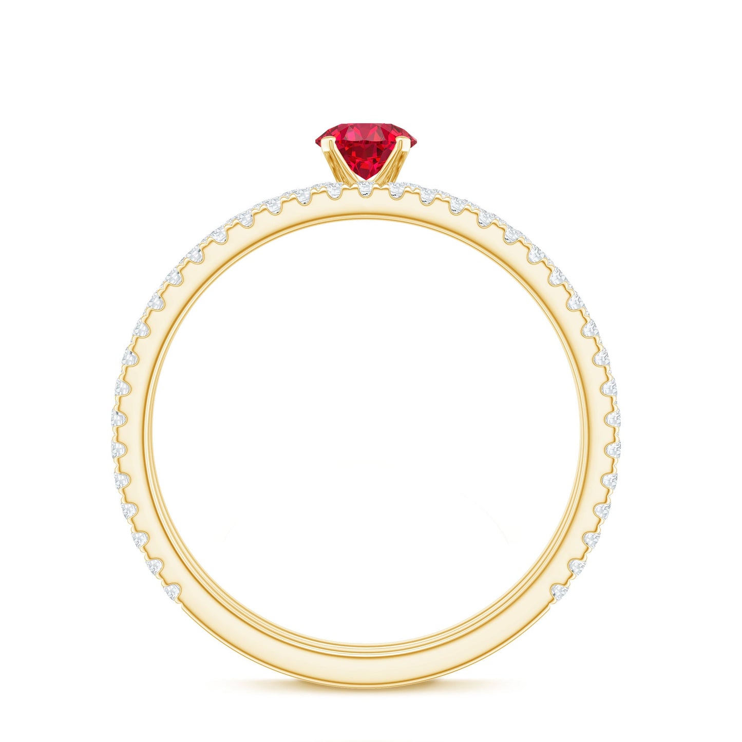 Simple Lab Created Ruby and Diamond Wedding Ring Set