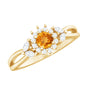 Nature Inspired Citrine Diamond Engagement Ring with Split Shank