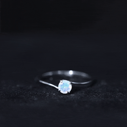 Certified Real Ethiopian Opal Solitaire Engagement Ring with Bypass Shank