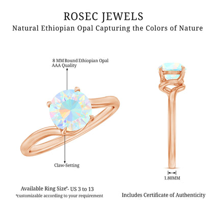 Certified Real Ethiopian Opal Solitaire Engagement Ring with Bypass Shank