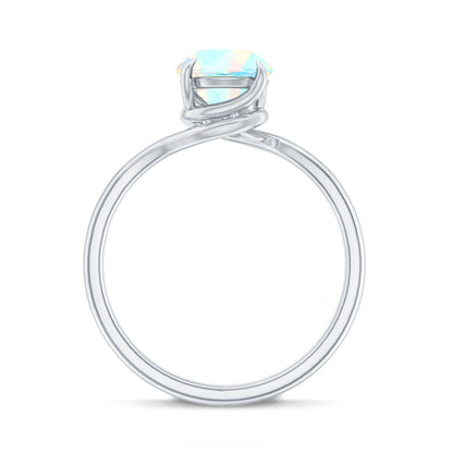 Certified Real Ethiopian Opal Solitaire Engagement Ring with Bypass Shank