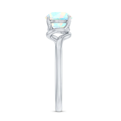 Certified Real Ethiopian Opal Solitaire Engagement Ring with Bypass Shank